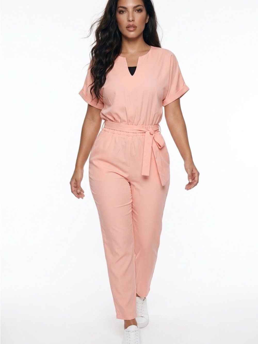 Light Pink Belted Jumpsuit